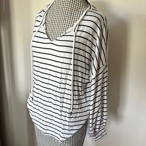 CAbi Black and White Striped long sleeve shirt
